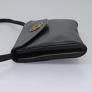CELINE Shoulder Bag Leather Black Gold Auth BD268-4
