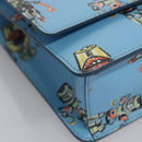 PRADA Chain Shoulder Bag Safiano leather Blue Silver Auth BD270AV-8