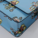 PRADA Chain Shoulder Bag Safiano leather Blue Silver Auth BD270AV-15