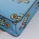 PRADA Chain Shoulder Bag Safiano leather Blue Silver Auth BD270AV-16