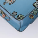 PRADA Chain Shoulder Bag Safiano leather Blue Silver Auth BD270AV-17