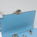 PRADA Chain Shoulder Bag Safiano leather Blue Silver Auth BD270AV-19