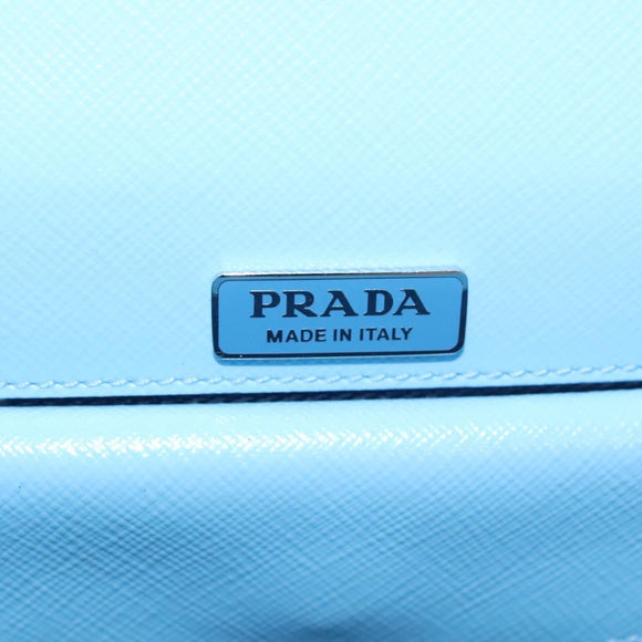 PRADA Chain Shoulder Bag Safiano leather Blue Silver Auth BD270AV