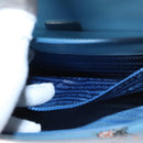 PRADA Chain Shoulder Bag Safiano leather Blue Silver Auth BD270AV-24