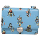 PRADA Chain Shoulder Bag Safiano leather Blue Silver Auth BD270AV-13