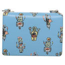 PRADA Chain Shoulder Bag Safiano leather Blue Silver Auth BD270AV-2