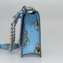 PRADA Chain Shoulder Bag Safiano leather Blue Silver Auth BD270AV-3