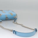 PRADA Chain Shoulder Bag Safiano leather Blue Silver Auth BD270AV-7
