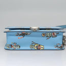 PRADA Chain Shoulder Bag Safiano leather Blue Silver Auth BD270AV-5
