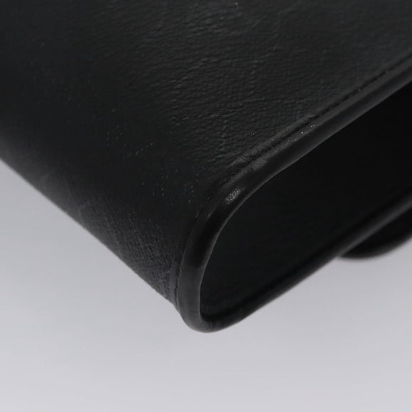 Christian Dior Honeycomb Canvas Chain Shoulder Bag PVC Black Gold Auth BD281