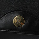 Christian Dior Honeycomb Canvas Chain Shoulder Bag PVC Black Gold Auth BD281-10