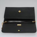 Christian Dior Honeycomb Canvas Chain Shoulder Bag PVC Black Gold Auth BD281-11