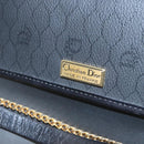 Christian Dior Honeycomb Canvas Chain Shoulder Bag PVC Black Gold Auth BD281-17