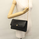 Christian Dior Honeycomb Canvas Chain Shoulder Bag PVC Black Gold Auth BD281-21