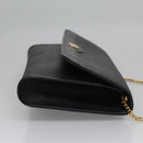 Christian Dior Honeycomb Canvas Chain Shoulder Bag PVC Black Gold Auth BD281-3