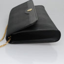 Christian Dior Honeycomb Canvas Chain Shoulder Bag PVC Black Gold Auth BD281-4