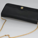 Christian Dior Honeycomb Canvas Chain Shoulder Bag PVC Black Gold Auth BD281-6