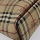 BURBERRY Nova Check Tote Bag PVC Leather Beige Dark Brown gold Auth BD286-14