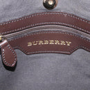 BURBERRY Nova Check Tote Bag PVC Leather Beige Dark Brown gold Auth BD286-17