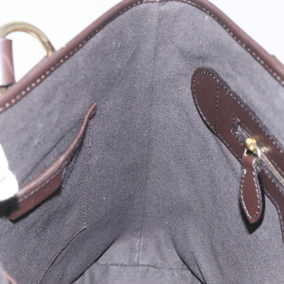 BURBERRY Nova Check Tote Bag PVC Leather Beige Dark Brown gold Auth BD286