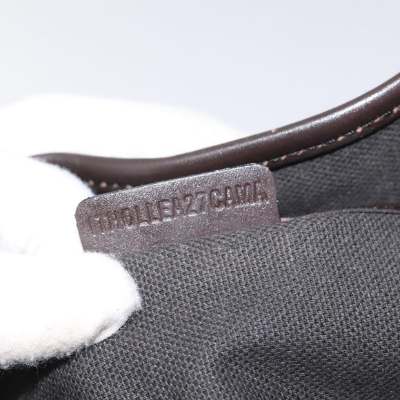 BURBERRY Nova Check Tote Bag PVC Leather Beige Dark Brown gold Auth BD286