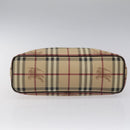 BURBERRY Nova Check Tote Bag PVC Leather Beige Dark Brown gold Auth BD286-5