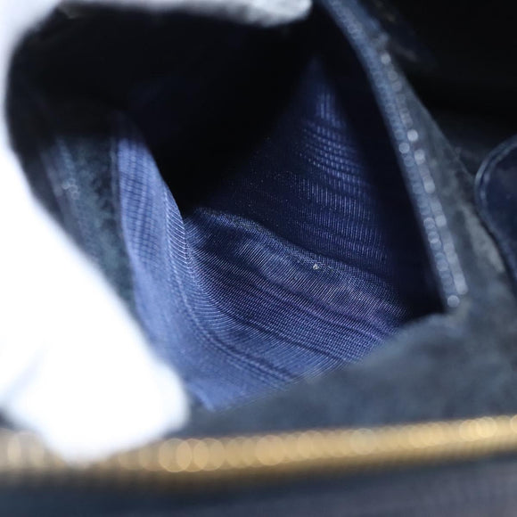 GUCCI Bamboo Body Bag Patent leather Navy Gold Auth BD339