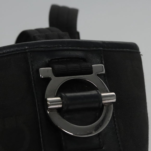 Salvatore Ferragamo Gancini Tote Bag Canvas Black Auth BD344
