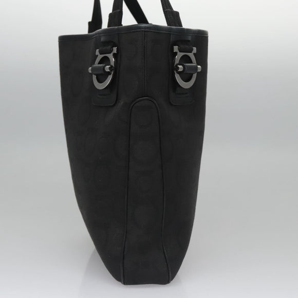 Salvatore Ferragamo Gancini Tote Bag Canvas Black Auth BD344