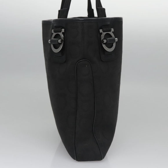Salvatore Ferragamo Gancini Tote Bag Canvas Black Auth BD344