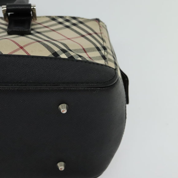 BURBERRY Nova Check Hand Bag Canvas Beige Black Auth BD352