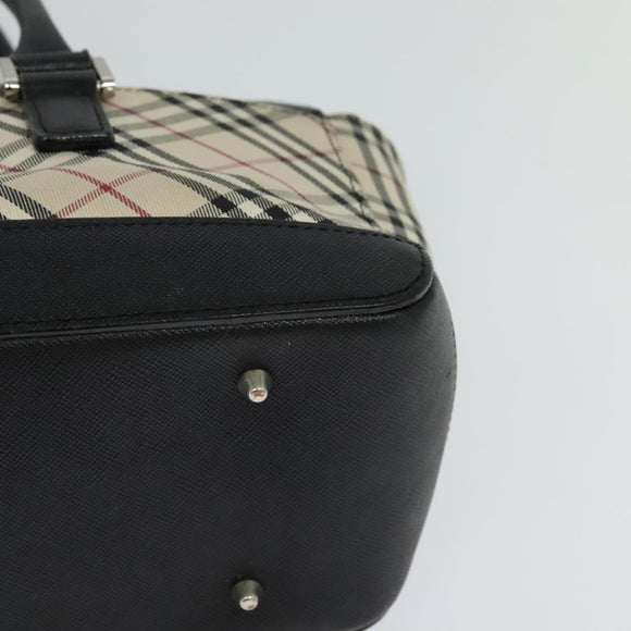 BURBERRY Nova Check Hand Bag Canvas Beige Black Auth BD352