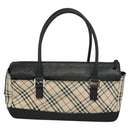 BURBERRY Nova Check Hand Bag Canvas Beige Black Auth BD352-2