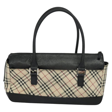 BURBERRY Nova Check Hand Bag Canvas Beige Black Auth BD352 - 0
