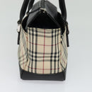 BURBERRY Nova Check Hand Bag Canvas Beige Black Auth BD352-3