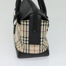 BURBERRY Nova Check Hand Bag Canvas Beige Black Auth BD352-4