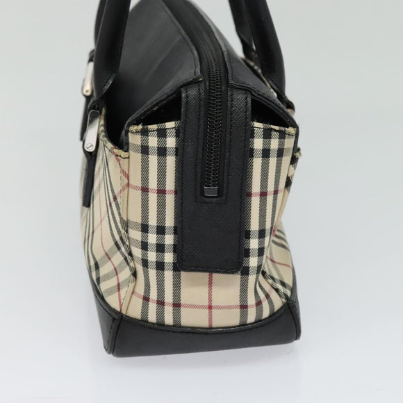 BURBERRY Nova Check Hand Bag Canvas Beige Black Auth BD352