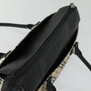 BURBERRY Nova Check Hand Bag Canvas Beige Black Auth BD352-6