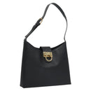 Salvatore Ferragamo Gancini Shoulder Bag Leather Black Auth BD371-1