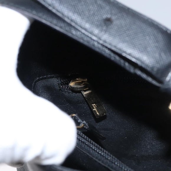 Salvatore Ferragamo Gancini Shoulder Bag Leather Black Auth BD371