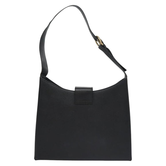 Salvatore Ferragamo Gancini Shoulder Bag Leather Black Auth BD371