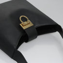 Salvatore Ferragamo Gancini Shoulder Bag Leather Black Auth BD371-6
