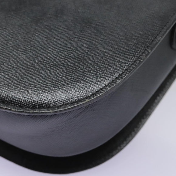 SAINT LAURENT Shoulder Bag Leather Black Gold Auth BD372
