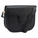 SAINT LAURENT Shoulder Bag Leather Black Gold Auth BD372-1
