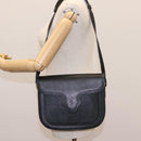 SAINT LAURENT Shoulder Bag Leather Black Gold Auth BD372-23
