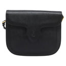 SAINT LAURENT Shoulder Bag Leather Black Gold Auth BD372-13