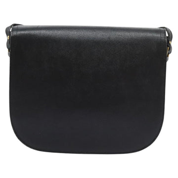 SAINT LAURENT Shoulder Bag Leather Black Gold Auth BD372 - 0