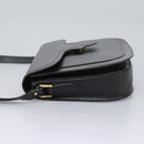 SAINT LAURENT Shoulder Bag Leather Black Gold Auth BD372-3