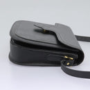 SAINT LAURENT Shoulder Bag Leather Black Gold Auth BD372-4