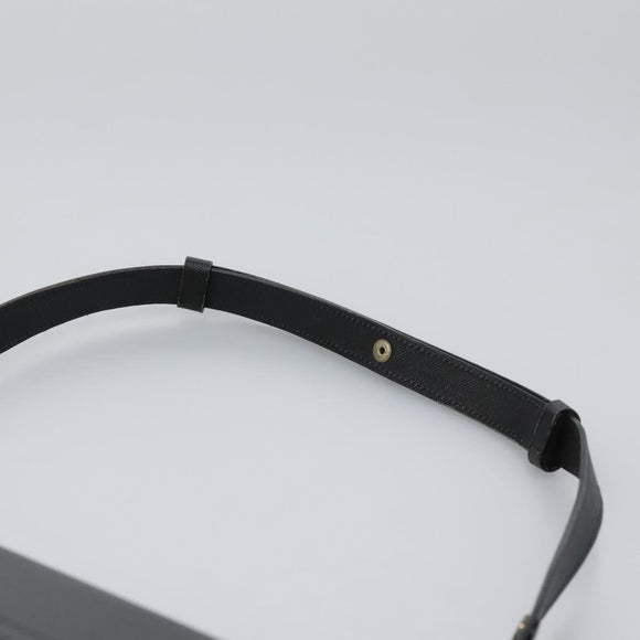 SAINT LAURENT Shoulder Bag Leather Black Gold Auth BD372